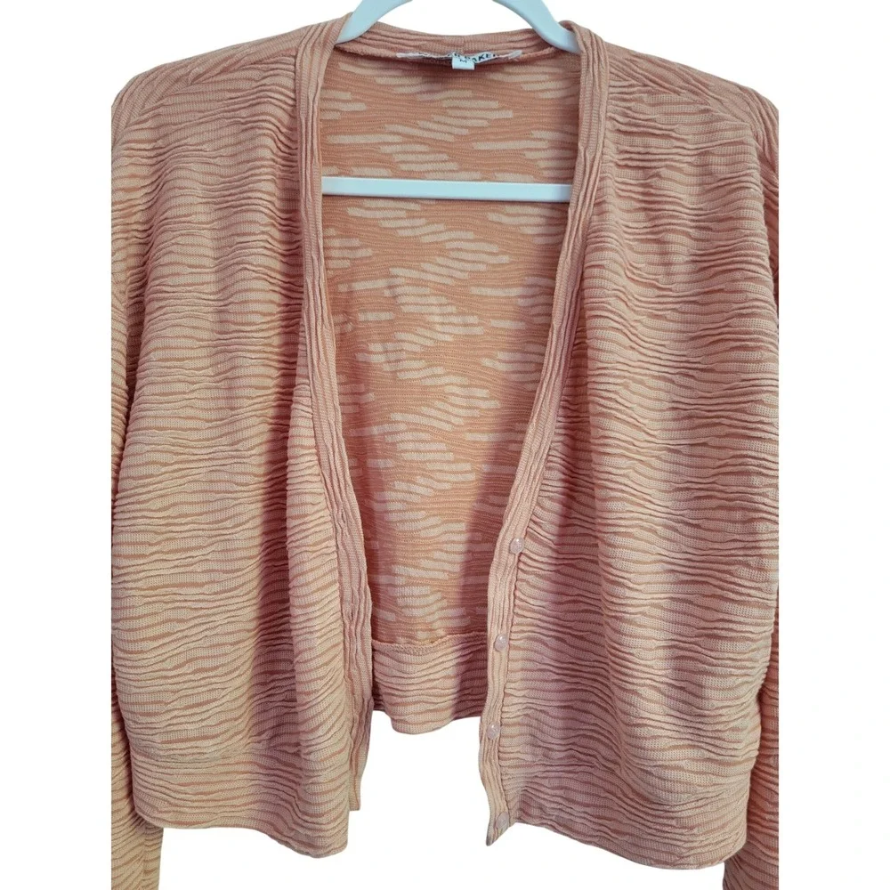 Walter Baker Matching Set Pink Textured Knit One Shoulder Dress Cardigan Medium